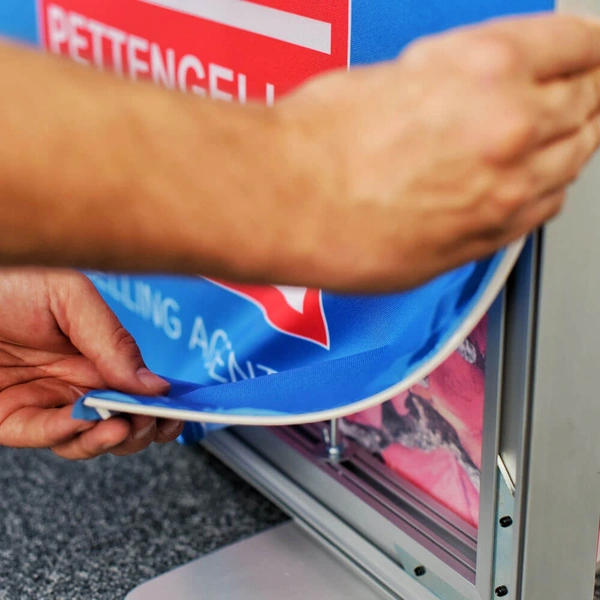 Display / Stretch Polyester - Inserting into an SEG Frame corner